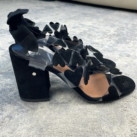 Laurence Dacade Tamara Heart Slingback Sandals Black Suede PVC Valentines 35.5 - Picture 5 of 15